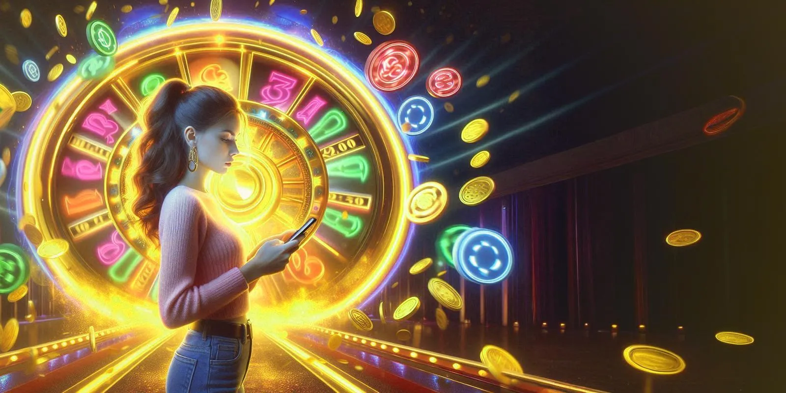 Woman Near Lucky Wheel