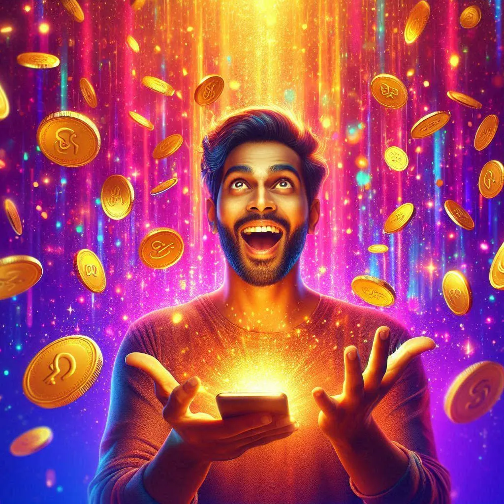 Man Celebrating Coin Win